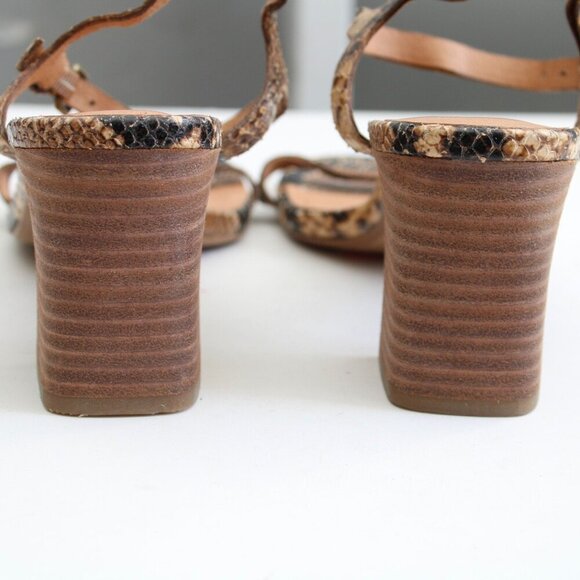 Madewell The Hollie Snake Embossed Leather Ankle-Strap Sandal Heels Size 8 - Picture 3 of 6
